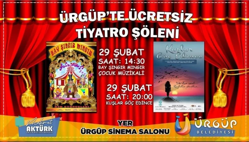 ÜRGÜP’TE ÜCRETSİZ TİYATRO ŞÖLENİ
