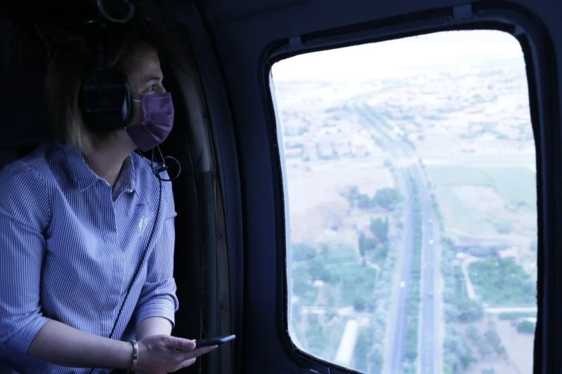 Nevşehir’de helikopterle trafik denetimi