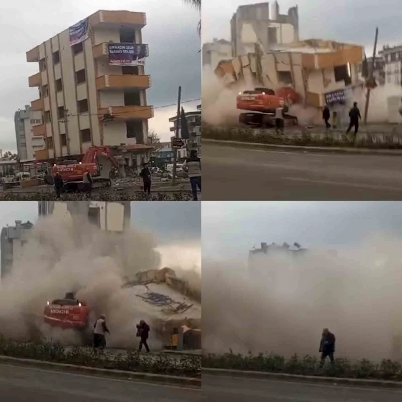 Mersin’de 5 katlı binanın çökme anı kameraya yansıdı
