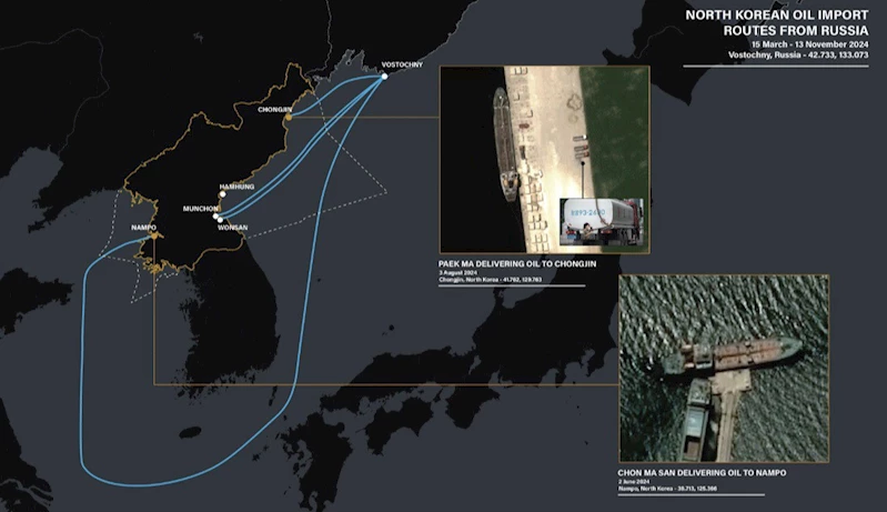 İngiliz araştırma grubu: “Kuzey Kore, Rusya’dan 8 ayda 1 milyon varilden fazla petrol ithal etmiş olabilir”
