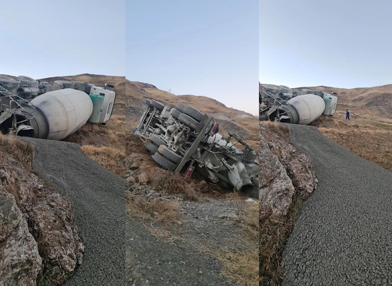 Hakkari’de beton mikseri devrildi
