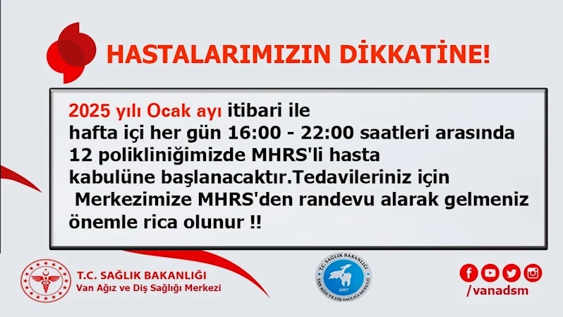 Van ADSM’de akşam polikliniği hizmeti başlıyor
