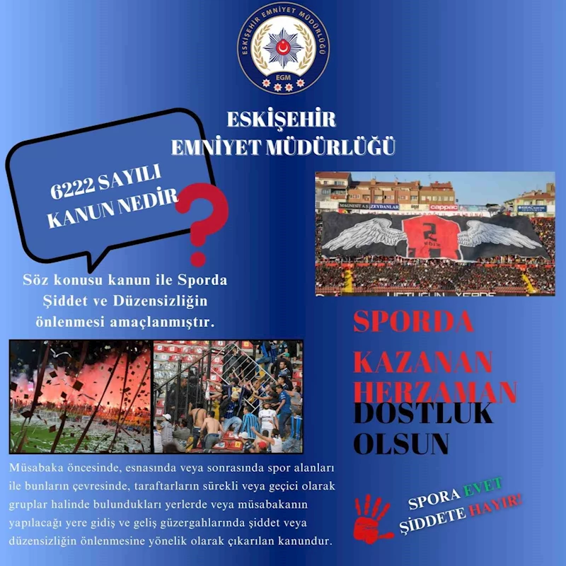 Eskişehirspor maçında yaşanan olaylarla ilgili 23 şahsa işlem yapıldı
