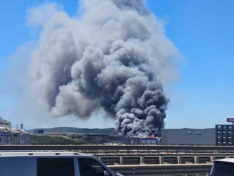 Kocaeli İstanbul sınırındaki fabrika alev alev yanıyor
