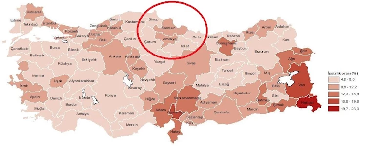 Orta Karadeniz’de en yüksek işsizlik oranı Samsun’da
