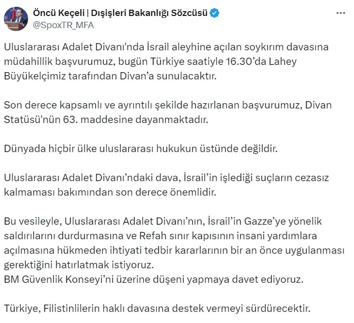 Dışişleri Bakanlığı Sözcüsü Keçeli: 