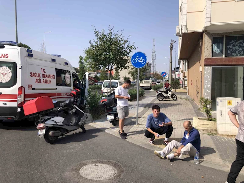 72 yaşındaki motosikletlinin yaralandığı kaza kamerada
