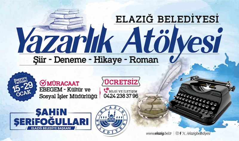 Elazığ Belediyesi 3. Yazarlık Atölyesi, yazarlığa ilgi duyanlara kapılarını açacak
