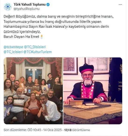 Türkiye Musevileri Hahambaşı hayatını kaybetti