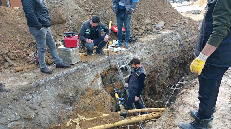 Alt yapı çalışmasında doğal gaz borusu delindi
