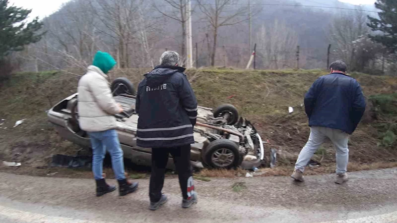 Takla atan araçta burnu bile kanamadı
