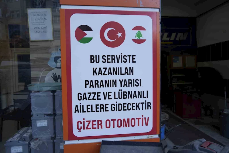 Gümüşhane’de otomobil servisinin gelirinin yarısı Gazze ve Lübnan’a gidiyor
