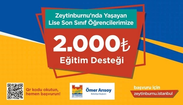 Zeytinburnu Belediyesi’nden lise öğrencilerine 2 bin TL eğitim desteği
