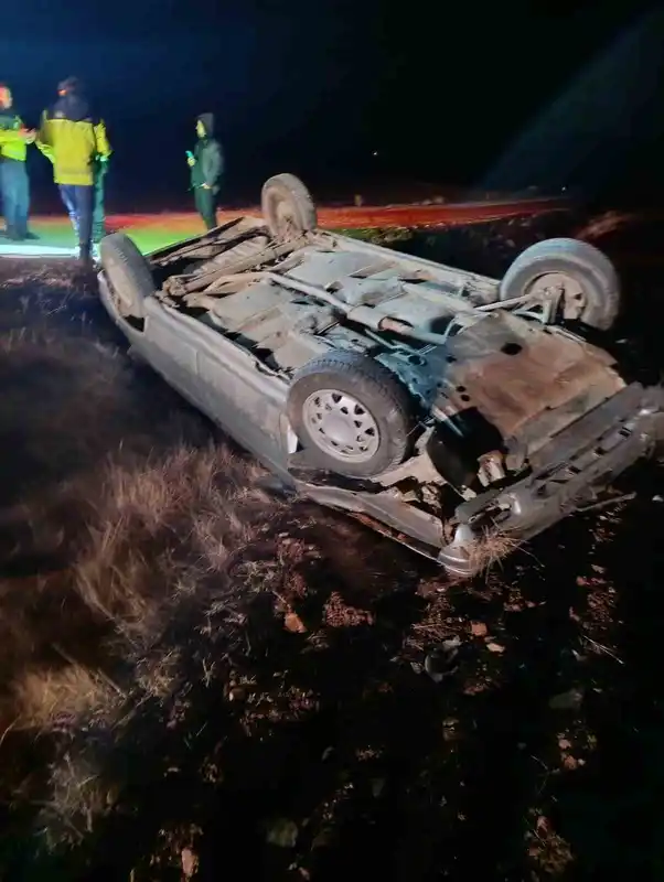 Takla atan otomobilin sürücüsü yaralandı
