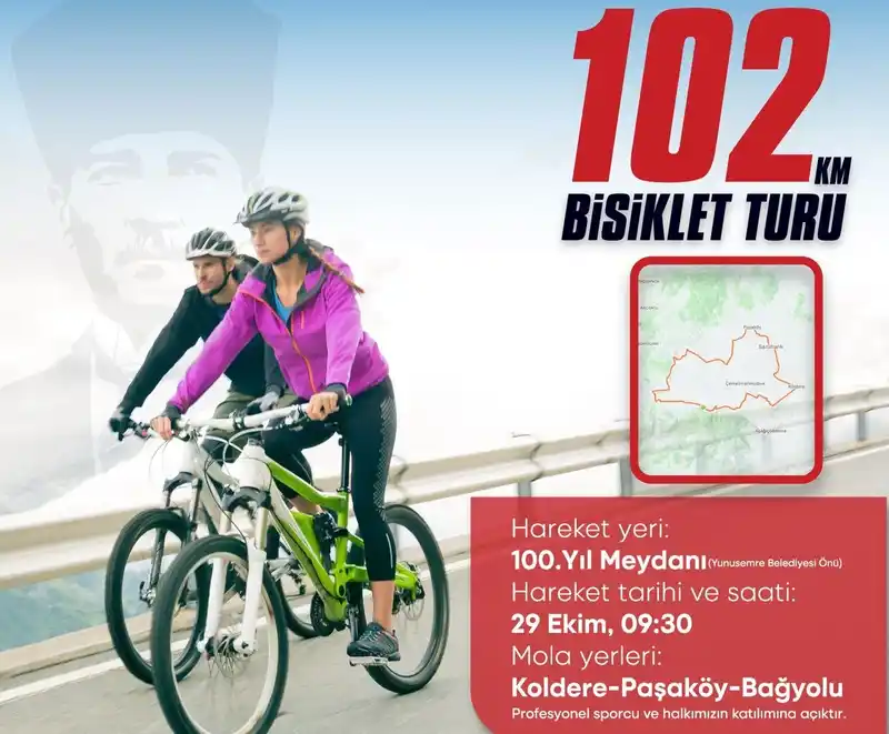 Cumhuriyetin 102. yaşına 102 kilometrelik bisiklet turu

