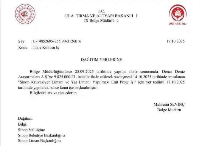 Sinop Kruvaziyer ve Yat Limanı Projesi ihalesi tamamlandı
