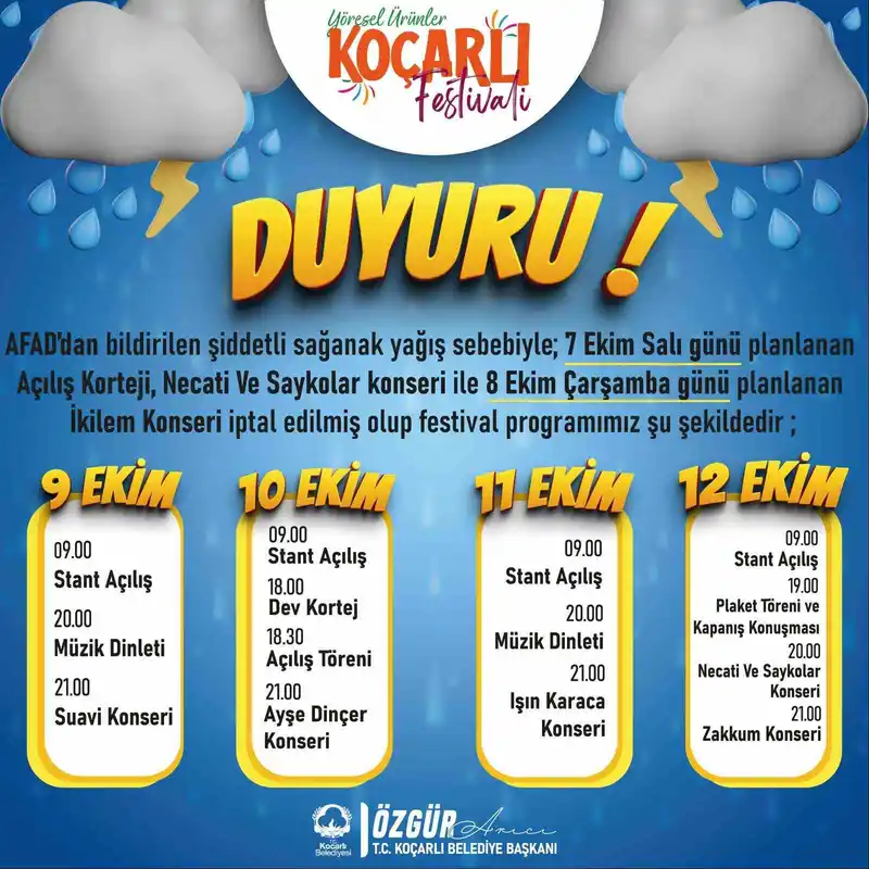 Koçarlı’da festival tarihi ertelendi
