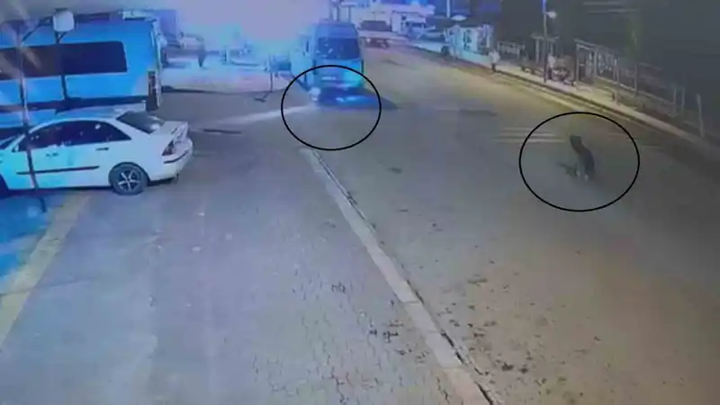 Devrilerek sürüklenen motosiklet, park halindeki minibüsün altına girdi: O anlar kamerada
