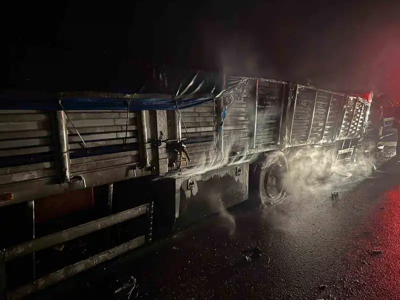 Osmaniye’de mısır yüklü tır alev alev yandı
