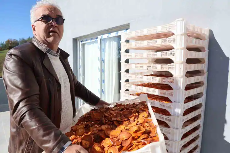 Köyde kurulan tesisle kurutulan cennet hurmaları Almanya’ya ihraç edildi