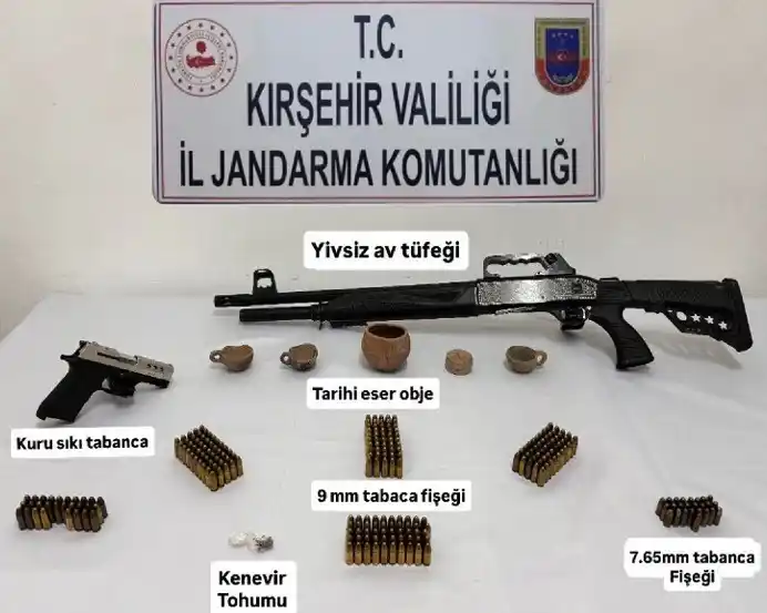Kırşehir’de kaçakçılık operasyonu: silah, mühimmat ve tarihi eser ele geçirildi