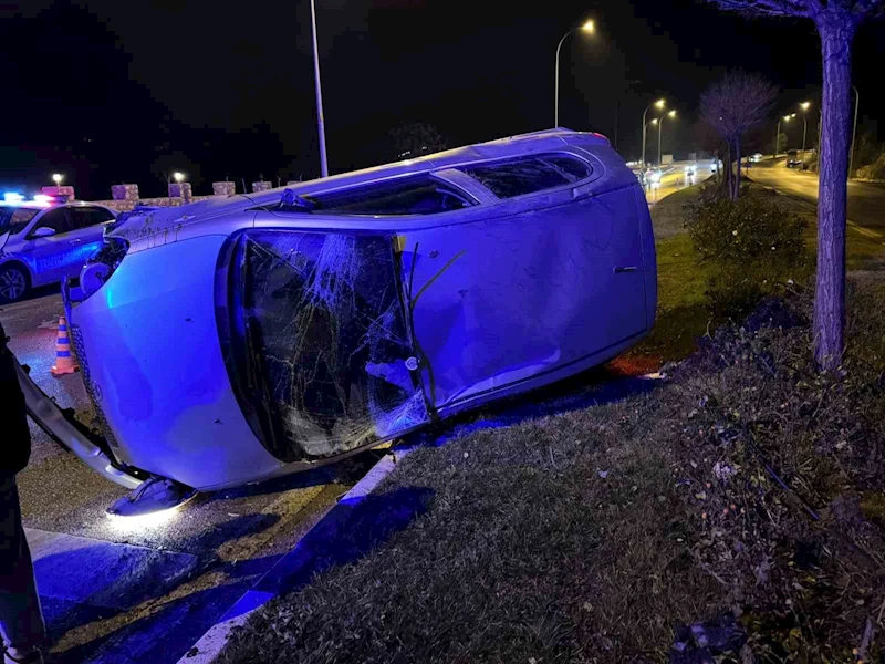 Takla atan araçtan burnu bile kanamadan çıktı
