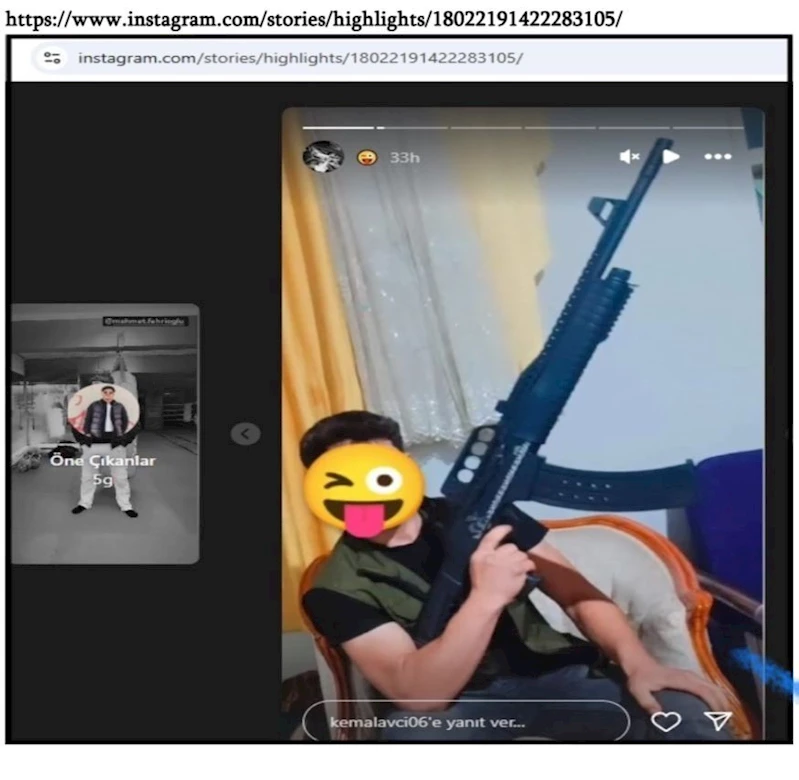 Instagram’da silahlı fotoğraf paylaşan şüpheli tutuklandı
