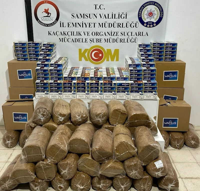 Samsun’da 177 bin adet kaçak makaron ve 350 kilo tütün ele geçirildi
