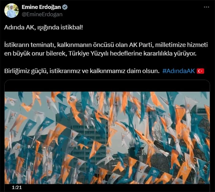 Emine Erdoğan’dan AK Parti 8. Olağan Büyük Kongresi paylaşımı: 