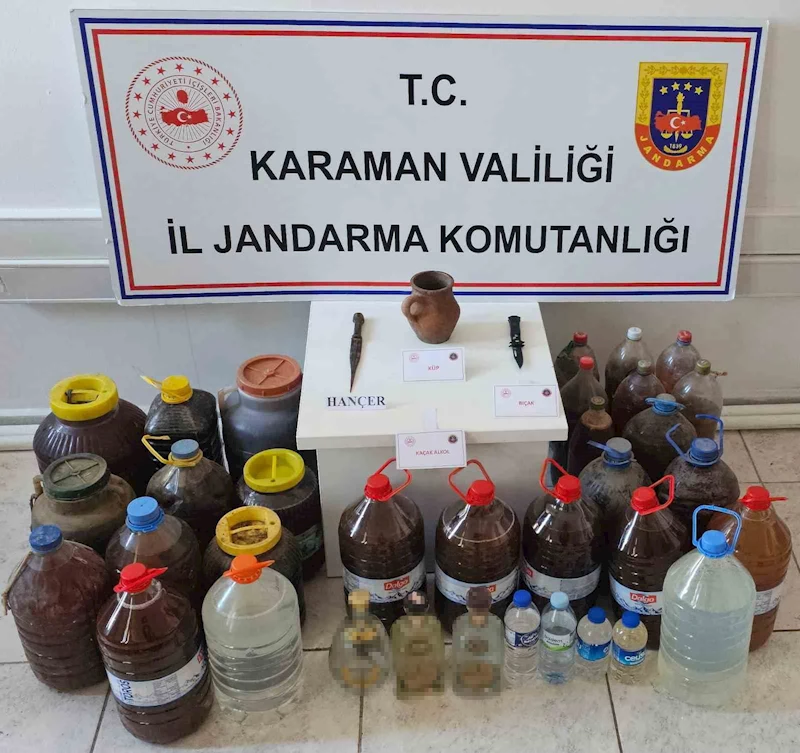 Karaman’da jandarmadan kaçak alkol ve tarihi eser operasyonu
