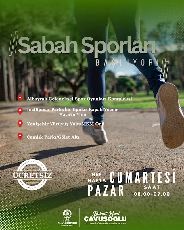 Denizli Büyükşehir Belediyesinden ücretsiz sabah sporları
