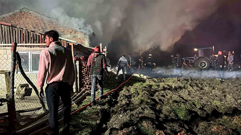 Bolu’da ahır ve samanlık alev alev yandı
