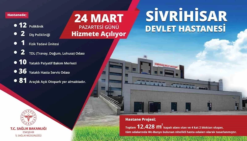 Sivrihisar Devlet Hastanesi 24 Mart’ta hizmete açılıyor
