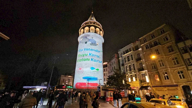 Galata Kulesi’ne yansıtılan video ile Su Günü’ne dikkat çekildi
