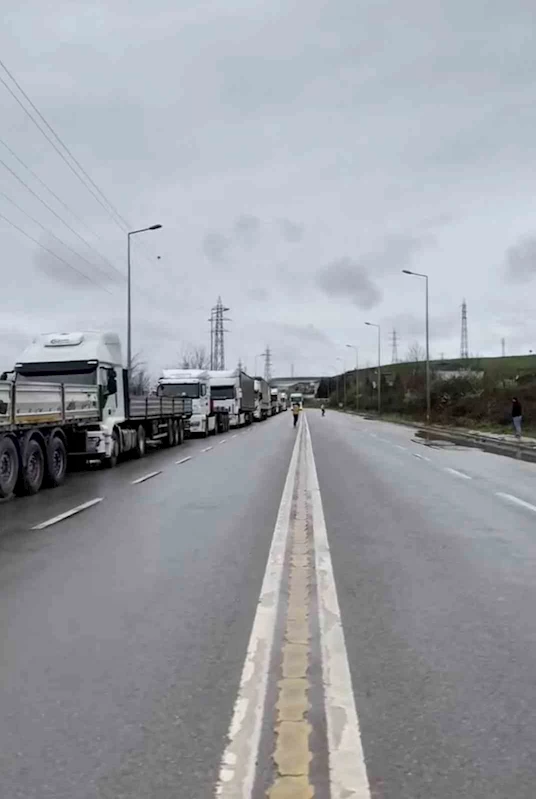 6 aydır Assan Hanil’den para alamayan tırcılar eylem yaptı
