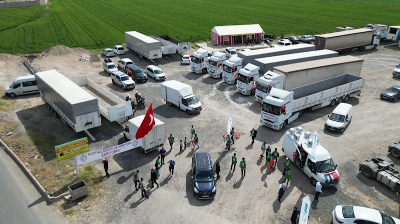 Şanlıurfa’da tır konvoyu Gazze’ye destek için yola çıktı
