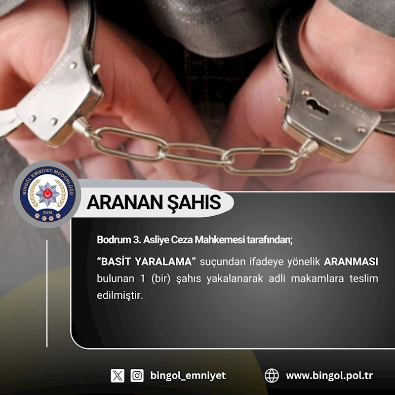 Bingöl’de çeşitli suçlardan aranan 11 kişi yakalandı
