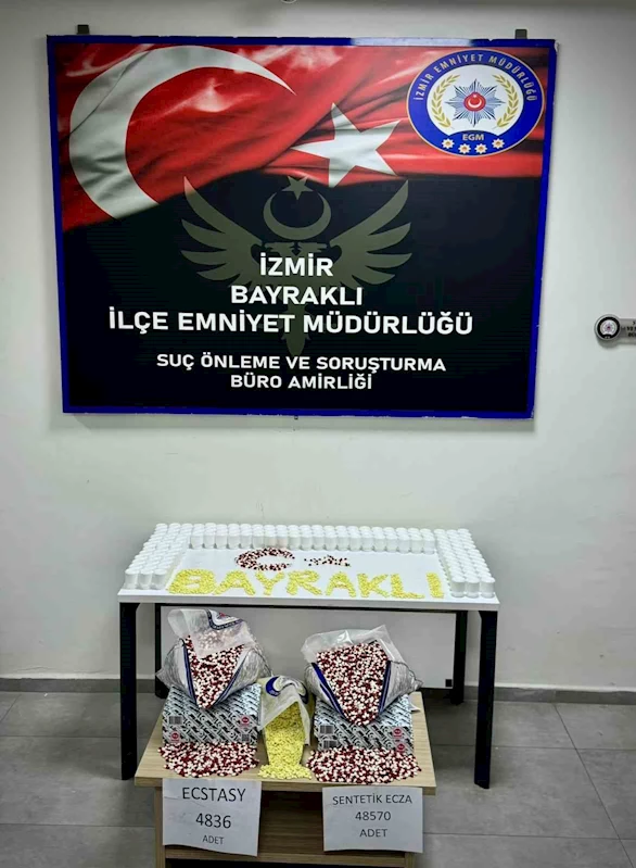 Bayraklı’da binlerce uyuşturucu hap ele geçirildi
