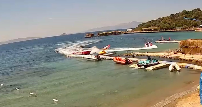 Bodrum’da su sporu kazası kamerada... Deniz yatağı, sürat teknesine çarptı: 3 yaralı
