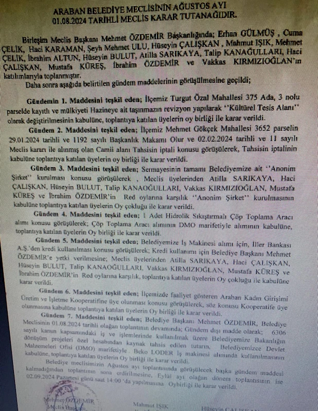 Araban belediyesinden skandal karar

