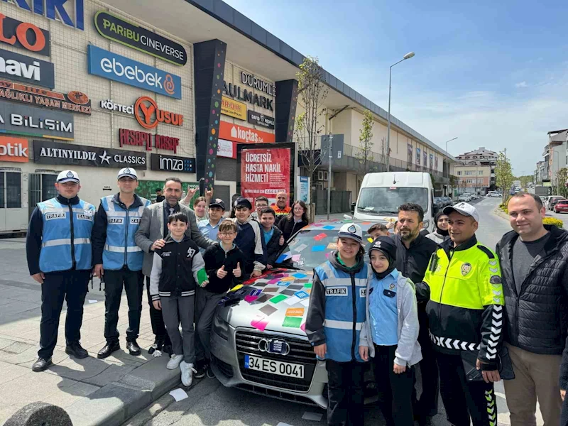 Arnavutköy’de trafik farkındalığına etiketli uyarı: 