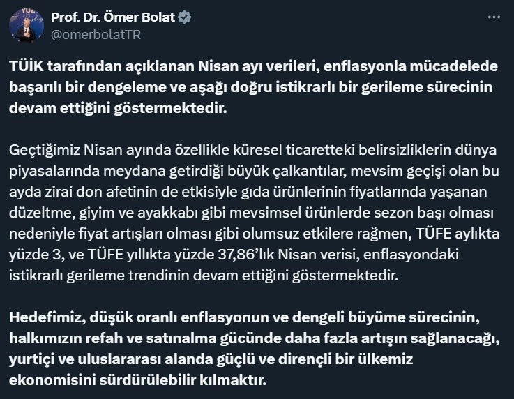 Ticaret Bakanı Bolat: 