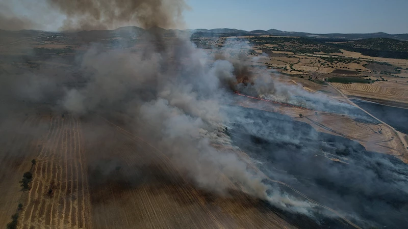 Kula’da ekili arazide büyük yangın
