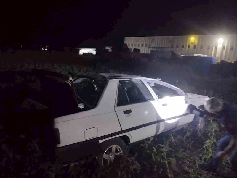 Palete çarpan otomobil tarlaya savruldu: 1 yaralı
