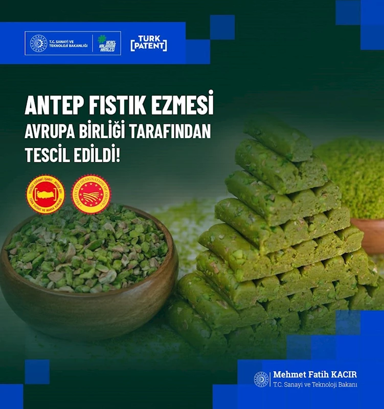 Antep Fıstık Ezmesi coğrafi tescil alan 36’ıncı ürün oldu
