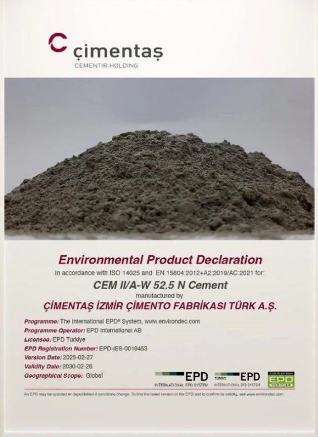 Çimentaş, EPD belgesi ile sürdürülebilirlik taahhüdünü güçlendiriyor
