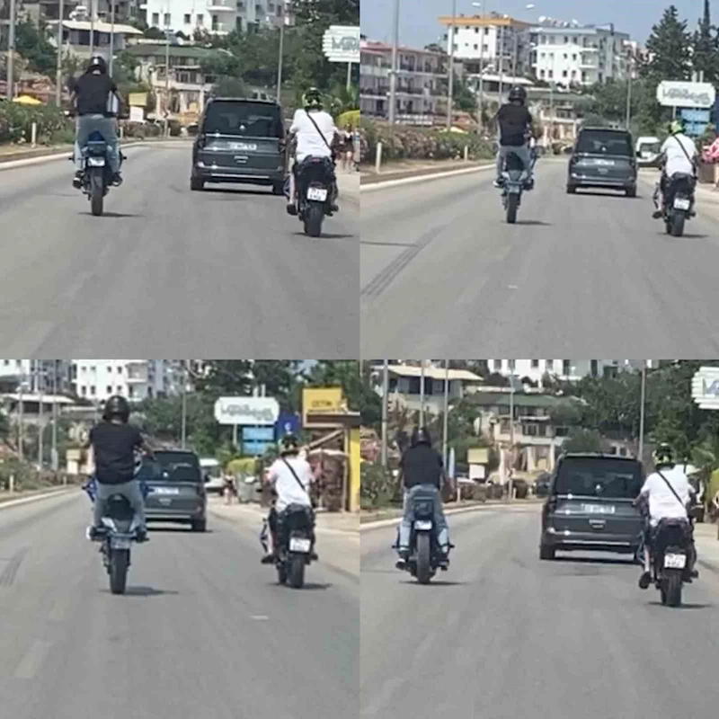 Motosikletli sürücüden D-400 karayolunda tehlikeli hareketler
