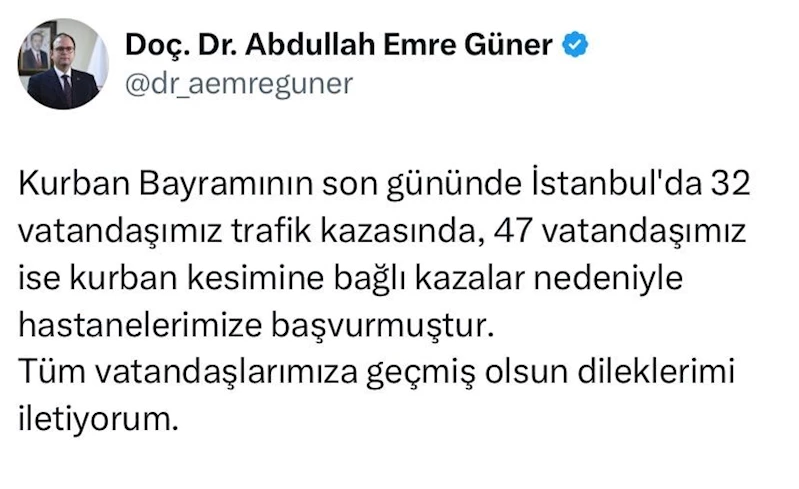İstanbul’da bayramın son gününde 79 kişi hastaneye başvurdu
