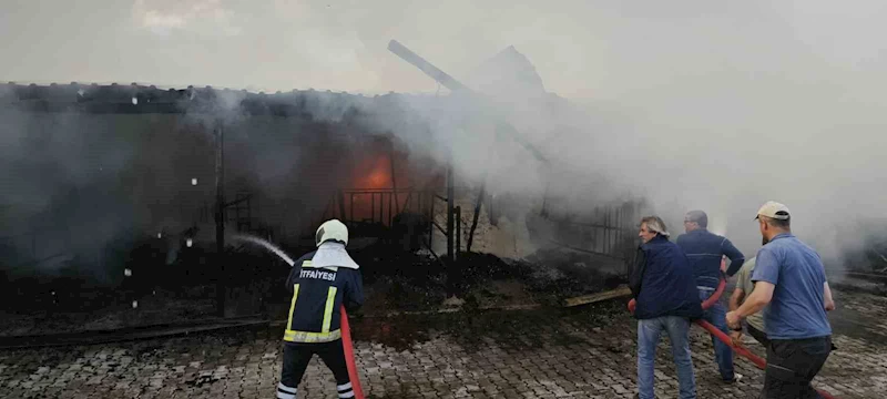 Depoda çıkan yangın itfaiye ve köylüler tarafından söndürüldü
