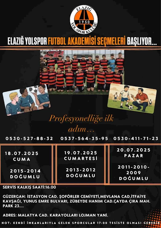 Elazığ Yolspor futbolcu seçmeleri yapacak

